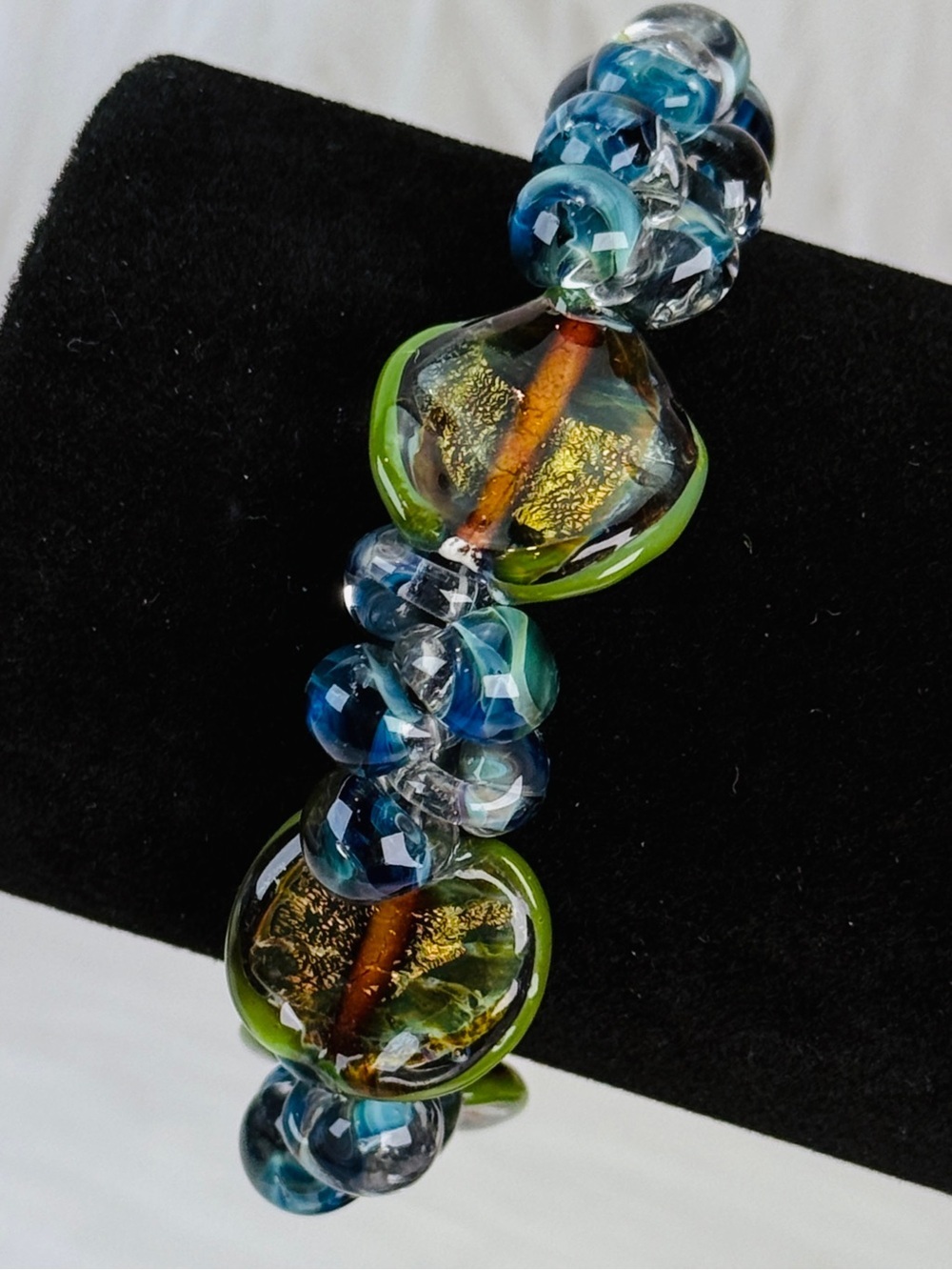 Gorgeous, Bohemian chic colorful, blue green, Earth tone toggle closure bracelet